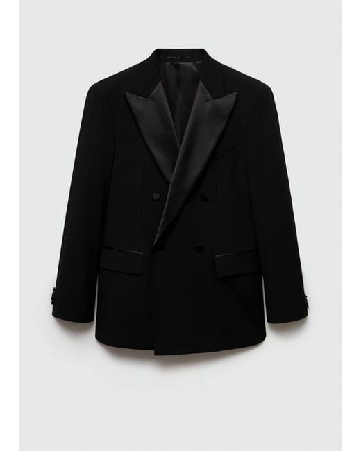 Mango Black Stretch Fabric Slim-fit Suit Jacket for men