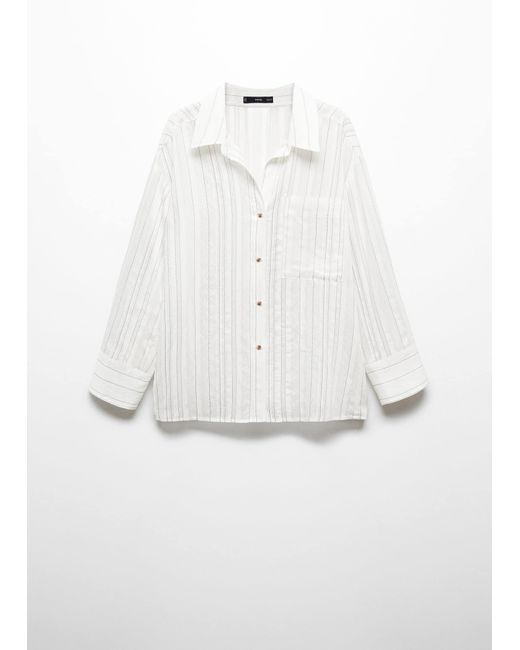 Mango White Semi-transparent Striped Shirt