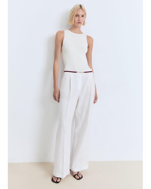 Mango White Fine-Knit Top