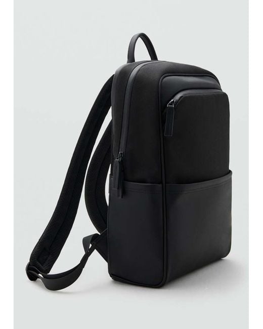 Mango Black Multi-Functional Backpack With Pockets for men