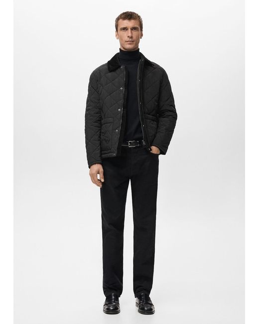 Mango Black Quilted Water Repellent Jacket for men