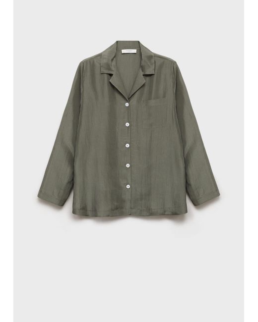 Mango Green Silk Long Shirt Forest