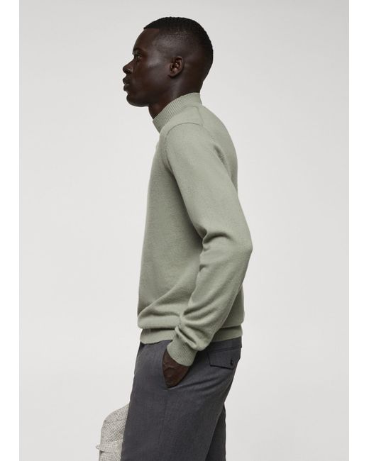 Mango Cashmere Wool Sweater With Perkins Collar Pastel in Green for Men |  Lyst UK
