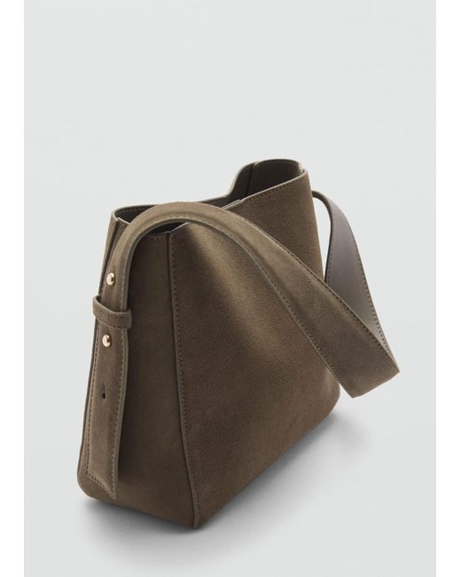 Mango Brown Leather Shopper Bag