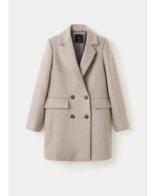 Mango Multicolor Double-Breasted Wool Blend Coat