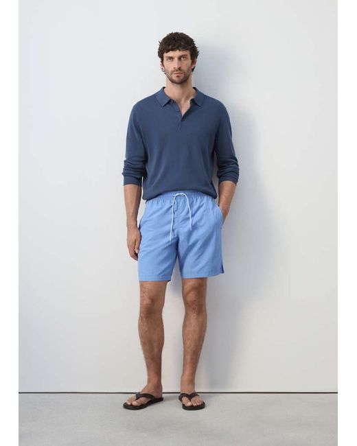 Costume Basic Coulisse Blu Porcellana di Mango in Blue da Uomo