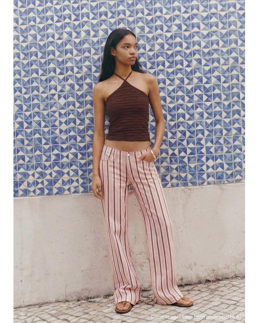 MANGO TEEN Blue Textured Halter Top