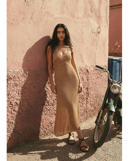 MANGO TEEN Brown Lurex Knitted Dress