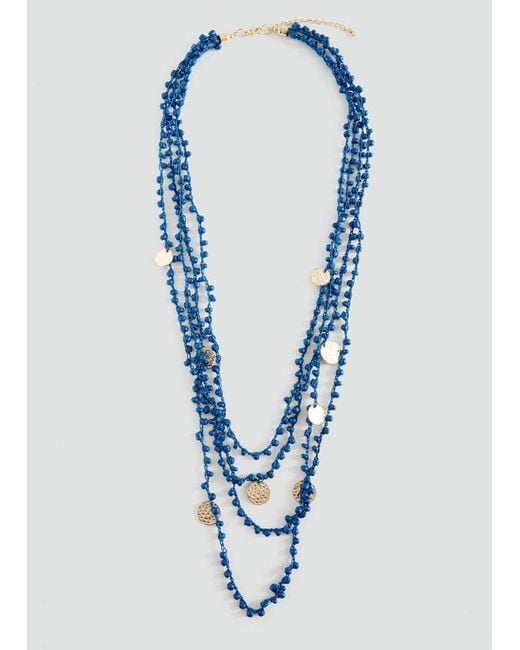 MANGO TEEN Blue Multichain Bead Necklace