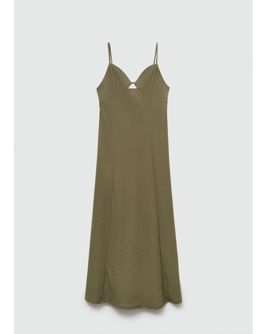 Mango Green Long Dress With Straps