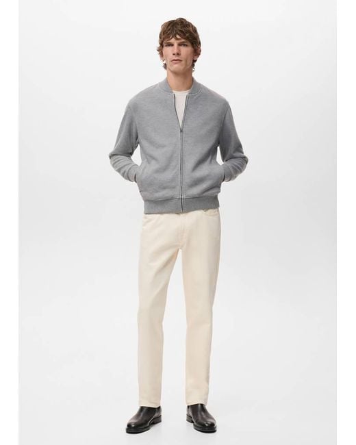 Mango Gray Bomber Hoodie With Zip for men