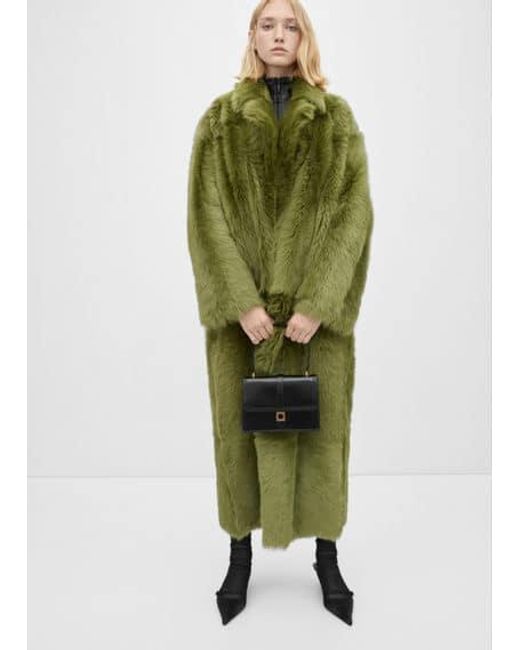 Mango Green Leather Flap Dual-Compartment Bag