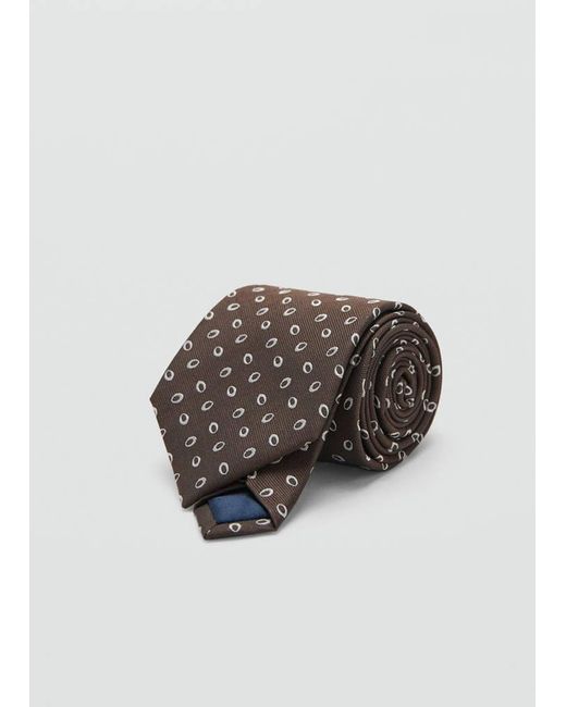 Mango Brown Printed Silk Tie for men
