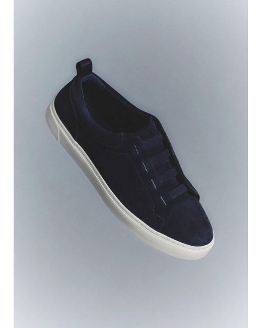 Mango Blue Suede Leather Trainer With Vibram Sole for men