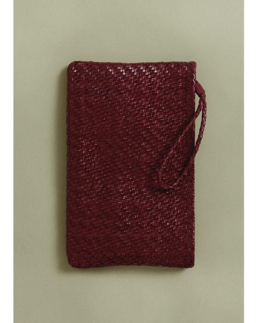 Mango Red Braided Leather Clutch
