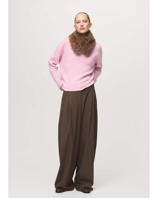 Mango Pink Braided Knitted Sweater
