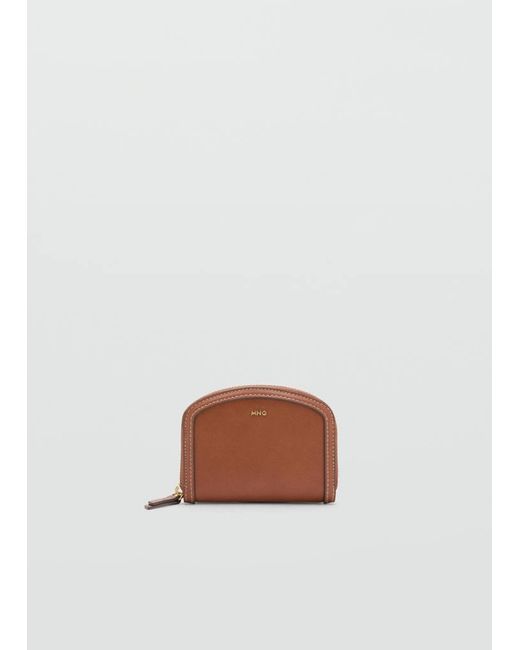 Mango White Saffiano-Effect Wallet Leather