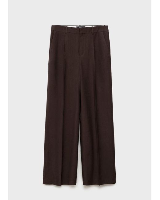 Mango Brown Straight Lyocell Suit Trousers