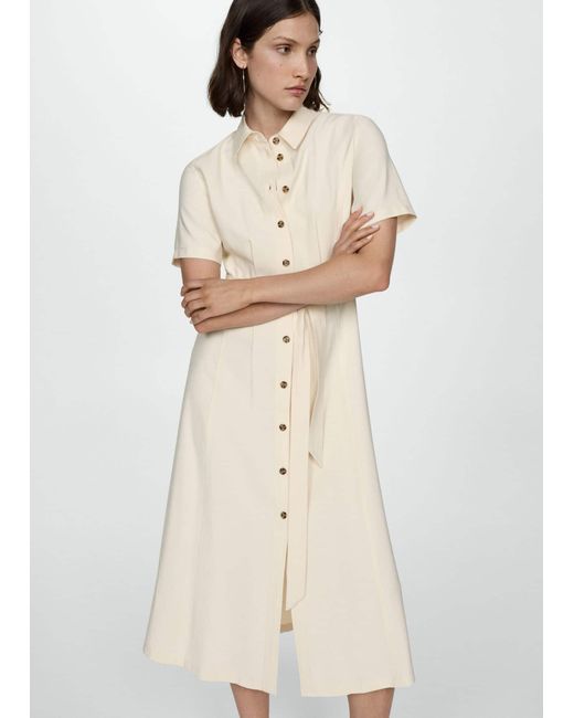Mango White Bow Shirt Dress