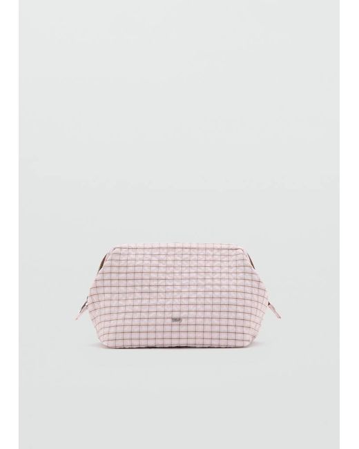 Mango Pink Checked Cotton Wash Bag