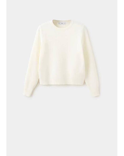 Mango White Buttoned Cuffs Sweater