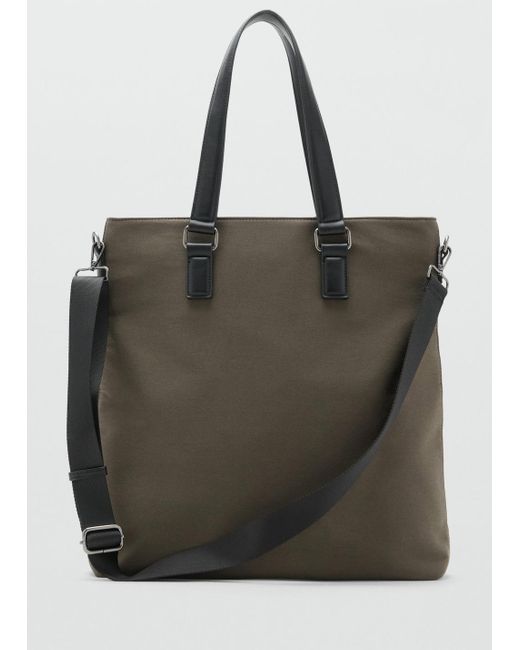Mango Black Shopper Bag With Handles for men