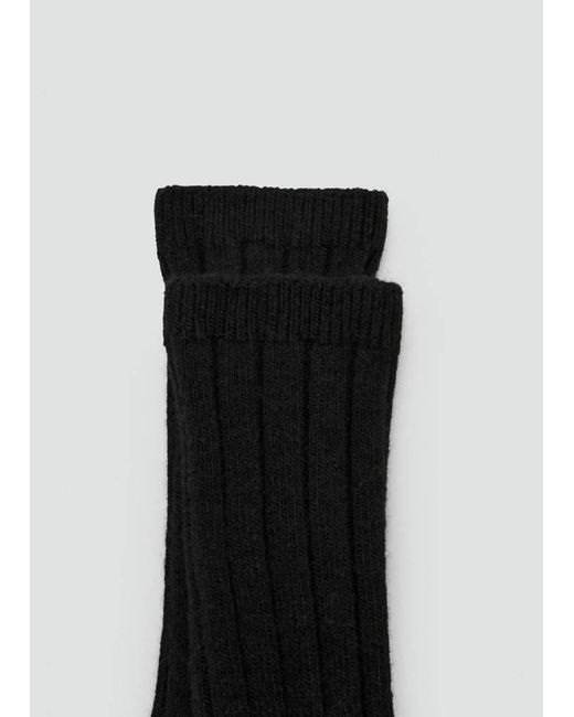Mango Black Ribbed Wool Blend Socks