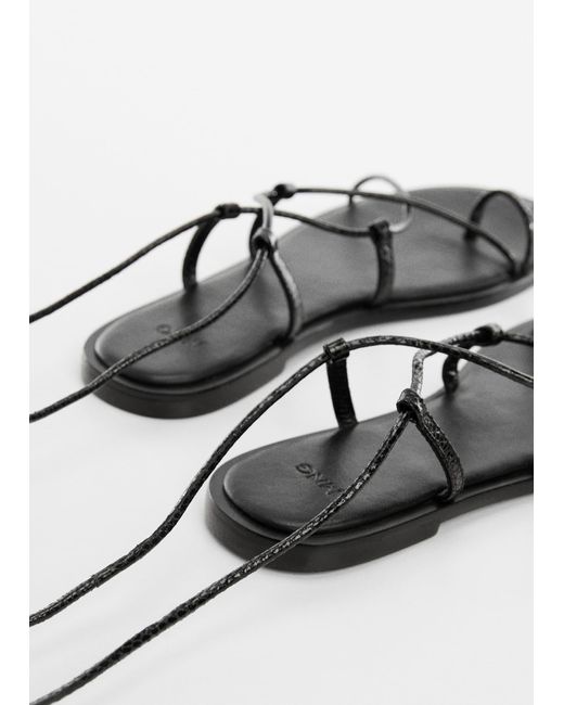 Mango White Leather Straps Sandals