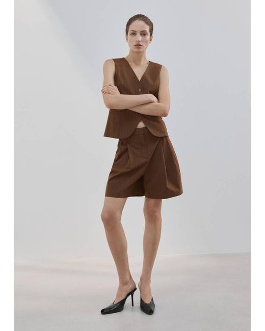 Mango Natural Pinstripe Straight Bermudas