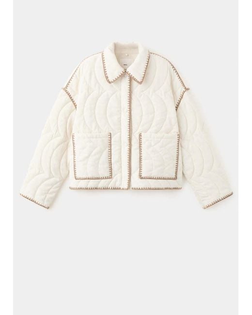 Mango Pink Contrast Piping Quilted Jacket
