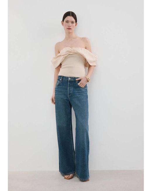 Mango Blue Strapless Knitted Top