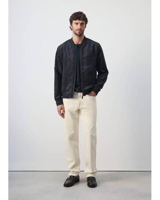 Mango Blue Suede-Effect Bomber Jacket for men