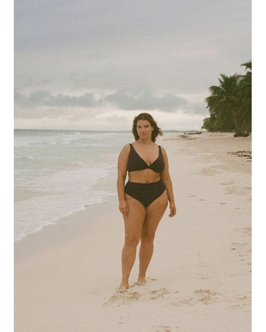 Mango Natural High-Waisted Draped Bikini Bottom