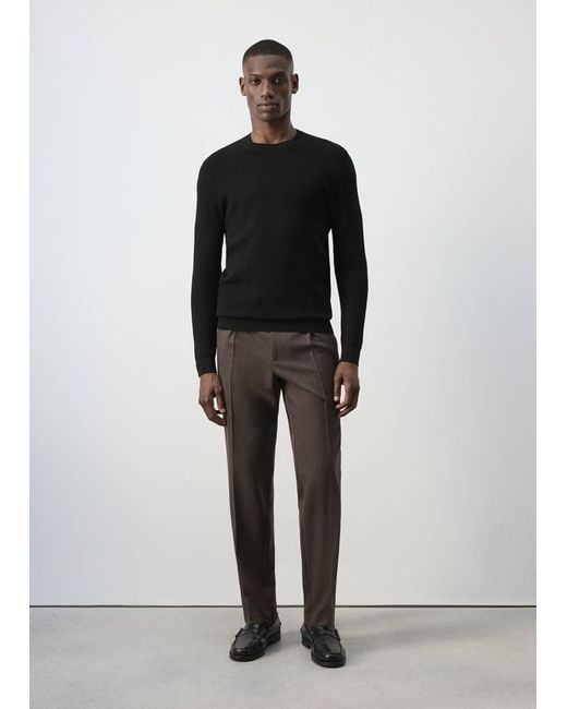 Mango Black Fine Knit Cotton Blend Polo for men