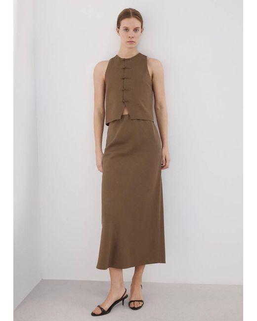 Mango Natural Linen-Blend Straight Skirt