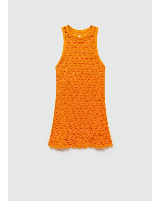 Mango Red Crochet Short Dress
