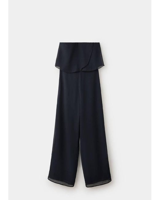 MANGO TEEN Blue Strapless Jumpsuit