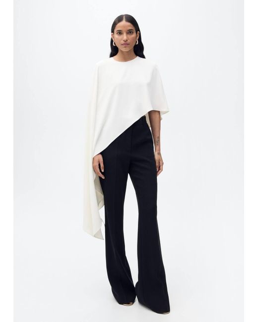Mango Blue Asymmetrical Round-Neck Cape