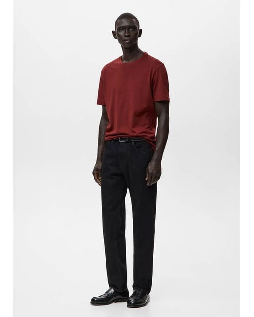 Mango Red 100% Cotton T-Shirt Regular Fit for men