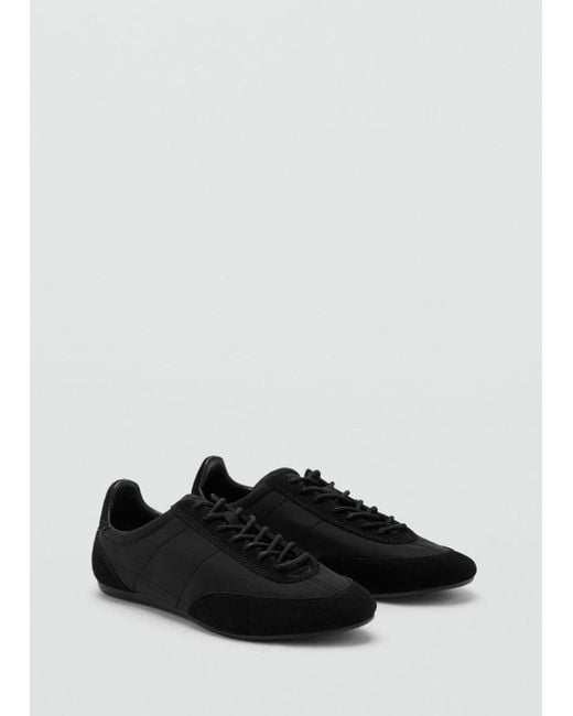 Mango Black Combined Suede Leather Trainers