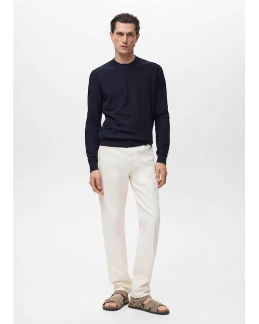 Mango Gray Microstructured Cotton Knitted Sweater for men