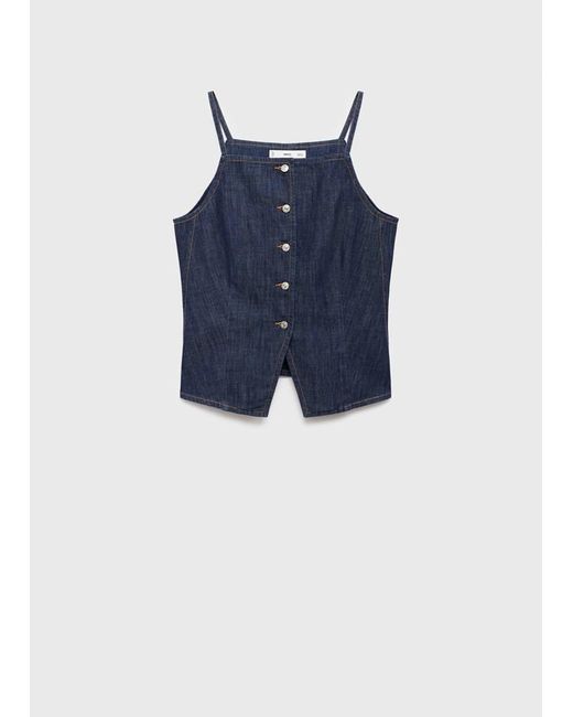 Mango Blue Buttoned Denim Top