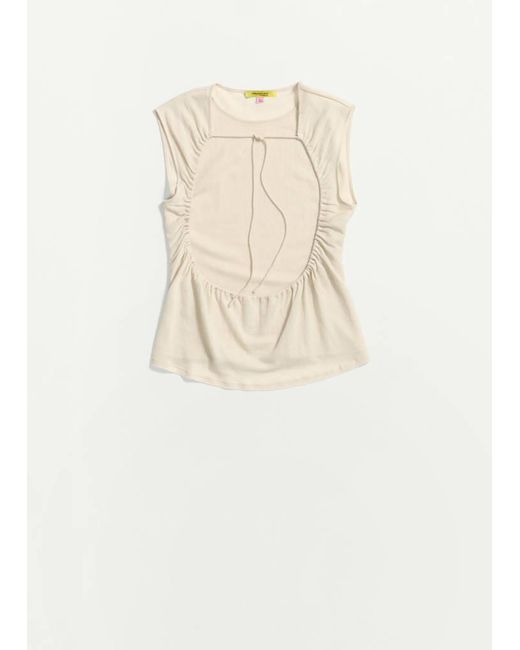 Mango White Ruched Split Overlay Top