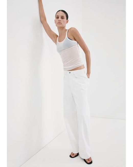 Mango White Mid-Rise Balloon Jeans