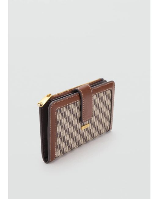 Mango White Wallet With Printed Logo