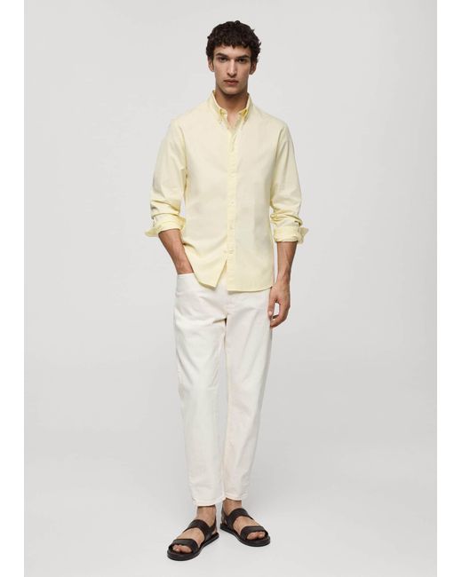 Mango White 100% Cotton Regular-fit Shirt for men