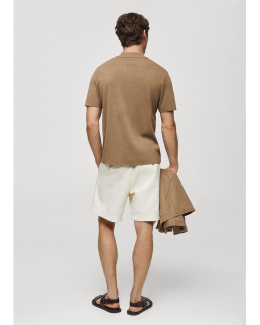Mango Natural Fine Knit Cotton Polo Shirt Medium for men