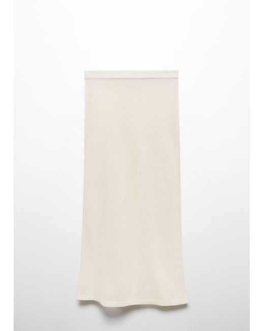 Mango White Semi-transparent Knitted Skirt Off