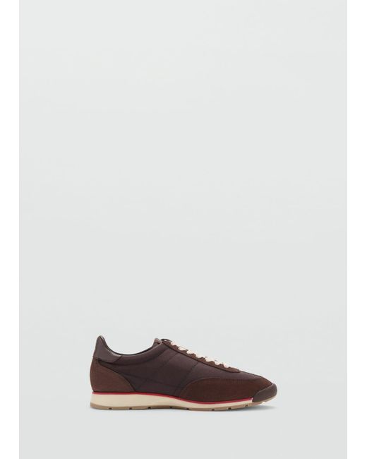 Mango White Trainers With Contrasting Stripe And Suede Panels