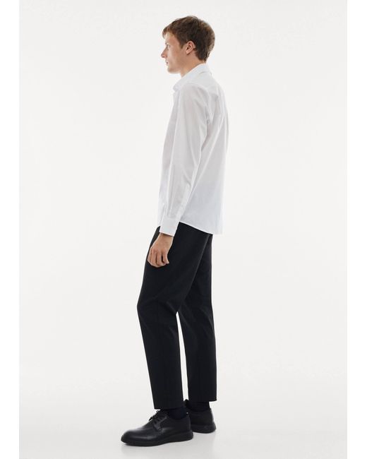 Mango White Regular-fit Stretch Cotton Shirt for men